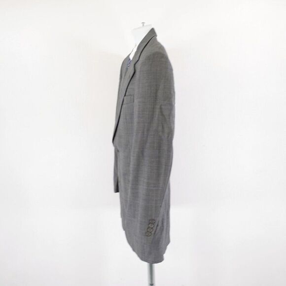 Hart Schaffner Marx Wool Gray Glen Plaid W/ Blue Windowpane Blazer 40R 2 Button - Picture 5 of 12